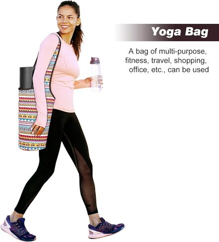حقيبة سجادة اليوغا مع جيب مفتوح كبير الحجم وجيب بسحاب حقيبة حمل تناسب معظم المقاسات للسيدات، سهلة الوصول وخفيفة الوزن وحزام كتف مريح in Kuwait