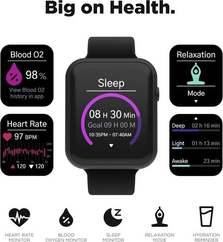 ساعة ذكية iTouch Air 4 - متتبع اللياقة البدنية، مراقب معدل ضربات القلب، وجه ساعة قابل للتخصيص - متتبع النشاط والسعرات الحرارية - أكثر من 100 وضع رياضي - اتصال بلوتوث in Kuwait