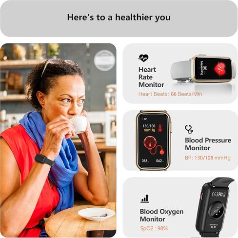 MorePro Fitness Tracker, Heart Rate Monitor Blood Pressure Activity Tracker with Blood Oxygen, IP68 Wateproof Sleep Tracker Sport Bracelet Pedometer Step Calories Smartwatch Women in Saudi Arabia