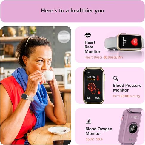 MorePro Fitness Tracker, Heart Rate Monitor Blood Pressure Activity Tracker with Blood Oxygen, IP68 Wateproof Sleep Tracker Sport Bracelet Pedometer Step Calories Smartwatch Women in Kuwait