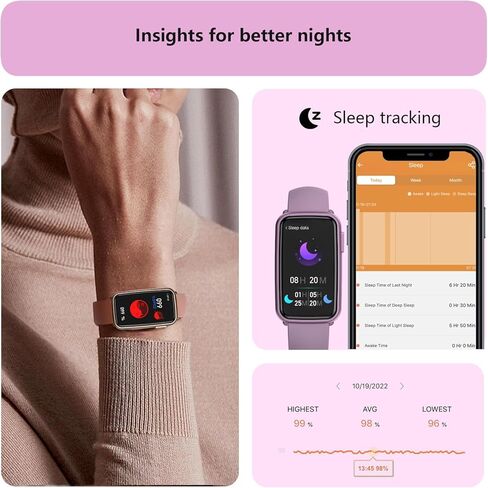 MorePro Fitness Tracker, Heart Rate Monitor Blood Pressure Activity Tracker with Blood Oxygen, IP68 Wateproof Sleep Tracker Sport Bracelet Pedometer Step Calories Smartwatch Women in Kuwait
