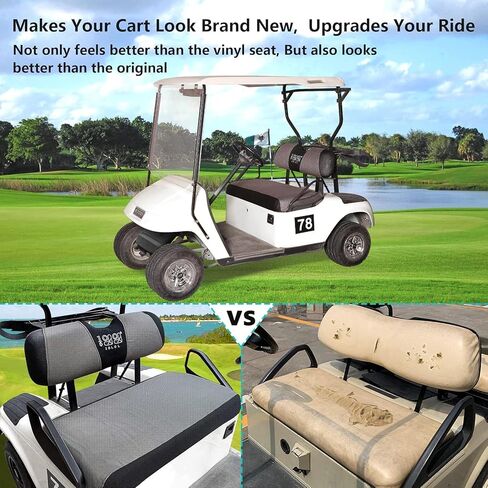 Universal Golf Cart Seat Covers Dress UP Older Golf Cart Durable Breathable Material Fit Like a Glove for EZGO TXT RXV Club Car DS, Easy to Install in Saudi Arabia