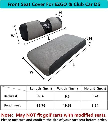 Universal Golf Cart Seat Covers Dress UP Older Golf Cart Durable Breathable Material Fit Like a Glove for EZGO TXT RXV Club Car DS, Easy to Install in Saudi Arabia
