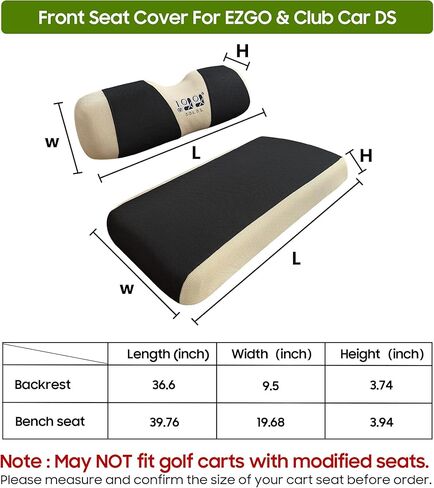 أغطية مقاعد عربة الجولف العالمية تناسب عربة الجولف القديمة، مادة متينة قابلة للتنفس تناسب مثل القفازات لسيارة EZGO TXT RXV Club Car DS، سهلة التركيب in Kuwait