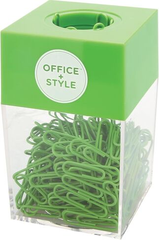 Paper Clip Dispenser with Magnetic lid, 200 Paper Clips, Green (OS-200PCGREEN) in Saudi Arabia