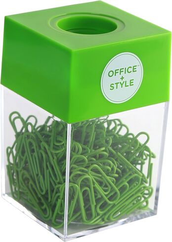 Paper Clip Dispenser with Magnetic lid, 200 Paper Clips, Green (OS-200PCGREEN) in Saudi Arabia