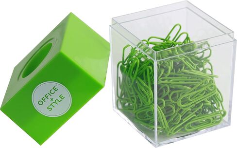 Paper Clip Dispenser with Magnetic lid, 200 Paper Clips, Green (OS-200PCGREEN) in Saudi Arabia