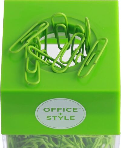 Paper Clip Dispenser with Magnetic lid, 200 Paper Clips, Green (OS-200PCGREEN) in Saudi Arabia