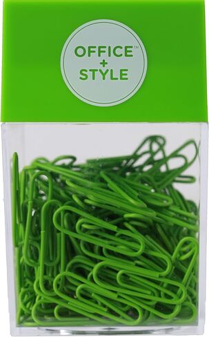 Paper Clip Dispenser with Magnetic lid, 200 Paper Clips, Green (OS-200PCGREEN) in Saudi Arabia