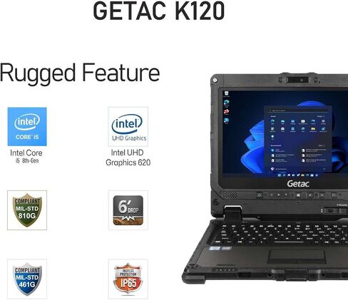 Getac 12.5-inch K120 Rugged 2-in-1 Laptop - Intel Core i5-8250U - 4G LTE - 16GB - 256GB SSD - Windows 11 Pro (Renewed) in Saudi Arabia