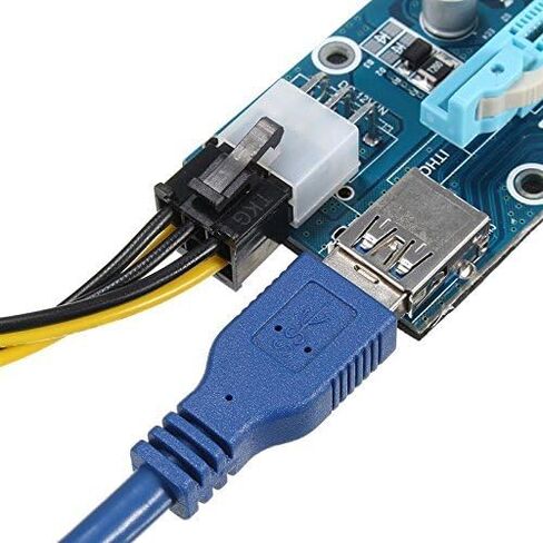 حزمة PCIe Riser 8، بطاقة محول GPU Riser، موسع PCI Express 1X إلى 16X، ملحق بطاقة رسومات التعدين USB 3.0، كابل طاقة 6pin MOLEX إلى SATA لجهاز Ethereum Bitcoin Litecoin in Kuwait