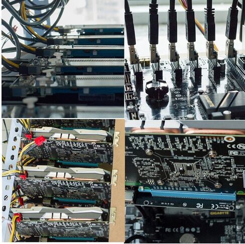 حزمة PCIe Riser 8، بطاقة محول GPU Riser، موسع PCI Express 1X إلى 16X، ملحق بطاقة رسومات التعدين USB 3.0، كابل طاقة 6pin MOLEX إلى SATA لجهاز Ethereum Bitcoin Litecoin in Kuwait