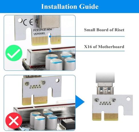 بطاقة تمديد رسومات VER010-X PCIE Riser 1X إلى 16X، مع كابل USB 3.0 بطول 0.6 متر + واجهة SATA 6PIN + 8 مكثفات صلبة، بطاقة محول GPU Extender Riser لتعدين عملات Bitcoin Litecoin ETH in Saudi Arabia
