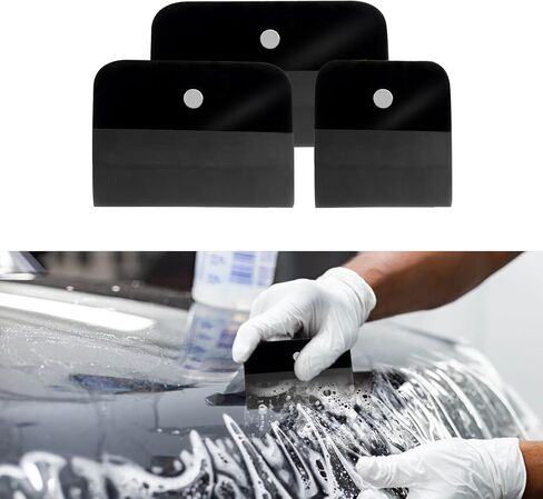 3 Sizes Magnet PPF Film Squeegee Kit,TPU Rubber Small Squeegee,Car Windshield Squeegee,Decal Applicator Tool,Vinyl Wrap Scraper and Cars Window Tint Tool for Cars(Black) in Kuwait