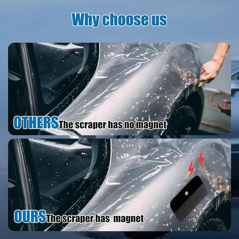 3 Sizes Magnet PPF Film Squeegee Kit,TPU Rubber Small Squeegee,Car Windshield Squeegee,Decal Applicator Tool,Vinyl Wrap Scraper and Cars Window Tint Tool for Cars(Black) in Kuwait