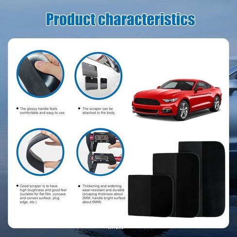 3 Sizes Magnet PPF Film Squeegee Kit,TPU Rubber Small Squeegee,Car Windshield Squeegee,Decal Applicator Tool,Vinyl Wrap Scraper and Cars Window Tint Tool for Cars(Black) in Kuwait