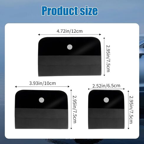 3 Sizes Magnet PPF Film Squeegee Kit,TPU Rubber Small Squeegee,Car Windshield Squeegee,Decal Applicator Tool,Vinyl Wrap Scraper and Cars Window Tint Tool for Cars(Black) in Kuwait