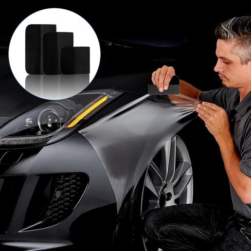 3 Sizes Magnet PPF Film Squeegee Kit,TPU Rubber Small Squeegee,Car Windshield Squeegee,Decal Applicator Tool,Vinyl Wrap Scraper and Cars Window Tint Tool for Cars(Black) in Kuwait