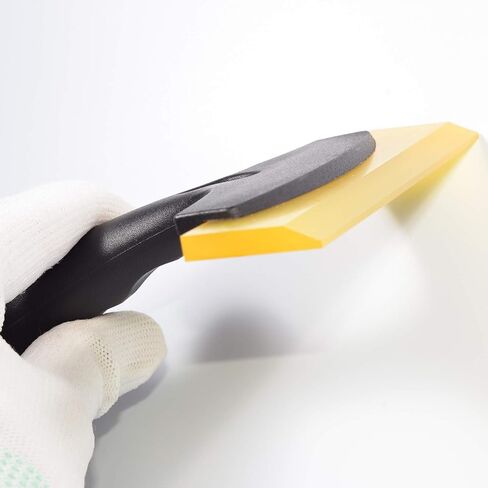 ممسحة مطاطية لنافذة السيارة، مكشطة شفرة مياه صلبة مقاس 5.5 بوصة للمرآة، غلاف الفينيل، الصبغة، الزجاج، الحمام، الدش، أصفر in Kuwait