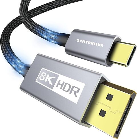 كابل USB C إلى DisplayPort 1.4 [8K@60 هرتز، 4K@144 هرتز، 2K@240 هرتز] سلك 6FT من النوع C إلى DP يدعم HDCP 2.3/DSC/HBR Thunderbolt 3/4 لهاتف iPhone 15/Plus/Pro/Pro Max، MacBook، iPad ، ديل، إتش بي، لينوفو in Kuwait
