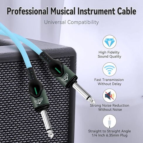 EASTROCK 1/4 Inch TRS Guitar Instrument Cable 10 Ft Straight to Straight Guitar Cord for Electric Guitar, Bass, AMP, Keyboard, Speaker, Mixer(10 Foot Black) in Saudi Arabia