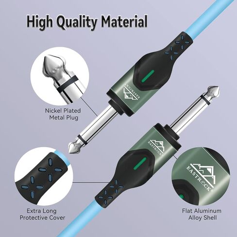 EASTROCK 1/4 Inch TRS Guitar Instrument Cable 10 Ft Straight to Straight Guitar Cord for Electric Guitar, Bass, AMP, Keyboard, Speaker, Mixer(10 Foot Black) in Saudi Arabia