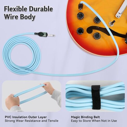 EASTROCK 1/4 Inch TRS Guitar Instrument Cable 10 Ft Straight to Straight Guitar Cord for Electric Guitar, Bass, AMP, Keyboard, Speaker, Mixer(10 Foot Black) in Saudi Arabia