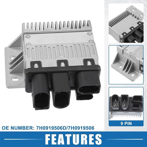 وحدة التحكم في مروحة محرك الرادياتير رقم 7H0919506D وحدة التحكم في مروحة التبريد لشركة VW Transporter Multivan T5 2003-2015 أسود in Kuwait