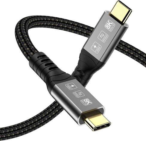USB C Thunderbolt 4 Cable Short 40Gbps, USB4 Braided Cable 100W, 8K 60Hz Video, TB4 Cable Compatible with Thunderbolt 4/3 USB4/3, Type C, for iPhone 15 Pro/Max, MacBook Pro SSD eGPU, 1ft in Saudi Arabia