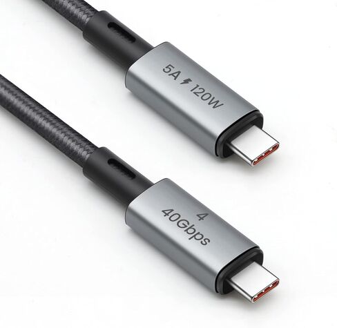 كابل NAMCIM Thunderbolt 4، معتمد من Thunderbolt، 1.0 متر (3.28 قدم)، نقل بيانات 40 جيجابايت/ثانية، شحن طاقة 120 واط، متوافق مع أجهزة Thunderbolt 4، Thunderbolt 3، USB-C، وUSB4، أسود in Kuwait