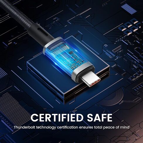 كابل NAMCIM Thunderbolt 4، معتمد من Thunderbolt، 1.0 متر (3.28 قدم)، نقل بيانات 40 جيجابايت/ثانية، شحن طاقة 120 واط، متوافق مع أجهزة Thunderbolt 4، Thunderbolt 3، USB-C، وUSB4، أسود in Kuwait