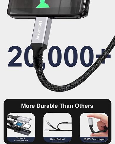 كابل StarLinker USB4 بطول 6.6 أقدام (2 متر)، يدعم Thunderbolt 4، شاشة 8K HD، نقل بيانات بسرعة 40 جيجابت في الثانية، كابل شحن USB C إلى USB C بقدرة 240 وات، لأجهزة الكمبيوتر المحمول من النوع C، المحور، الإرساء، والمزيد (6.6 قدم) in Saudi Arabia