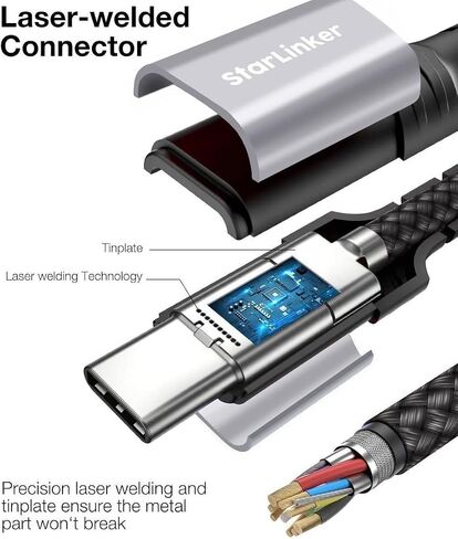 كابل StarLinker USB4 بطول 6.6 أقدام (2 متر)، يدعم Thunderbolt 4، شاشة 8K HD، نقل بيانات بسرعة 40 جيجابت في الثانية، كابل شحن USB C إلى USB C بقدرة 240 وات، لأجهزة الكمبيوتر المحمول من النوع C، المحور، الإرساء، والمزيد (6.6 قدم) in Saudi Arabia