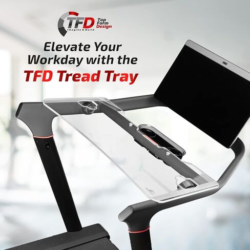 TFD صينية المداس 2.0 | متوافق مع Peloton Tread، صنع في الولايات المتحدة الأمريكية | حامل مرفقات مكتب المشي لأجهزة الكمبيوتر المحمول والكمبيوتر اللوحي والهاتف والكتب (شفاف) in Kuwait
