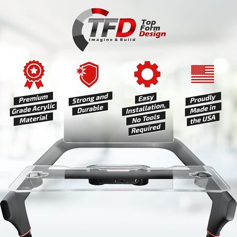 TFD صينية المداس 2.0 | متوافق مع Peloton Tread، صنع في الولايات المتحدة الأمريكية | حامل مرفقات مكتب المشي لأجهزة الكمبيوتر المحمول والكمبيوتر اللوحي والهاتف والكتب (شفاف) in Kuwait
