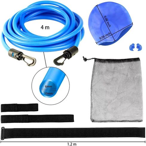 Swim Training Belts and Swim Cap, Swim Bungee Cords Resistance Bands Swim Tether Stationary Swimming, Swim Harness Static Swimming Belt in Saudi Arabia
