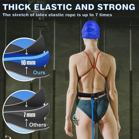 Swim Training Belts and Swim Cap, Swim Bungee Cords Resistance Bands Swim Tether Stationary Swimming, Swim Harness Static Swimming Belt in Saudi Arabia