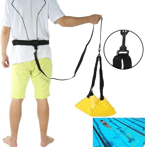 Swim Parachute Swim Resistance Belt Strength Training Exerciser with Drag Parachute and Elastic Tether Swim Training Exerciser Belts for Stationary Resistance Training Endless Pool Adult Belt Swim in Saudi Arabia