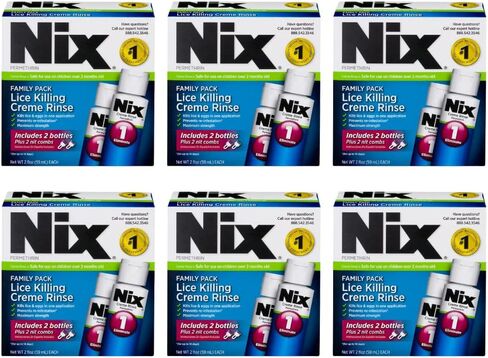 مجموعة كريم الشطف العائلية من Nix Lice Killing Crème Rinse، 4 أونصة سائلة من كريم الشطف و2 أمشاط للقمل (عبوة من 6 قطع) in Saudi Arabia