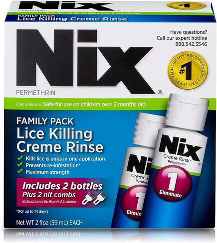 مجموعة كريم الشطف العائلية من Nix Lice Killing Crème Rinse، 4 أونصة سائلة من كريم الشطف و2 أمشاط للقمل (عبوة من 6 قطع) in Saudi Arabia