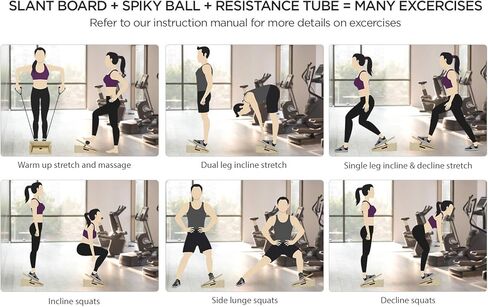نقالة الساق المائلة - لوح مائل قابل للتعديل لنقالة العرقوب، لوح تمدد الساق غير قابل للانزلاق يتضمن كرة تدليك شائكة لصحة القدم وأنبوب مقاومة التمدد لالتهاب اللفافة الأخمصية in Kuwait