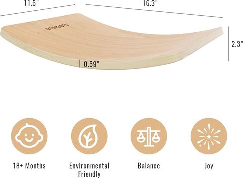Asweets Wooden Wobble Balance Board Kids Rocker Board Natural Wood Toddler Balance Board Open Ended Learning Toy for Easy Storage in Kuwait