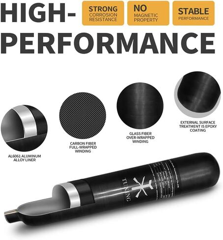 TUXING 30Mpa 4500Psi Carbon Fiber HPA Tank,0.7L 42Cu in 700cc Composite Cylinder Paintball Hunting for PCP Air Rifle Gun Daystateand FX Thread M18 * 1.5 in Saudi Arabia