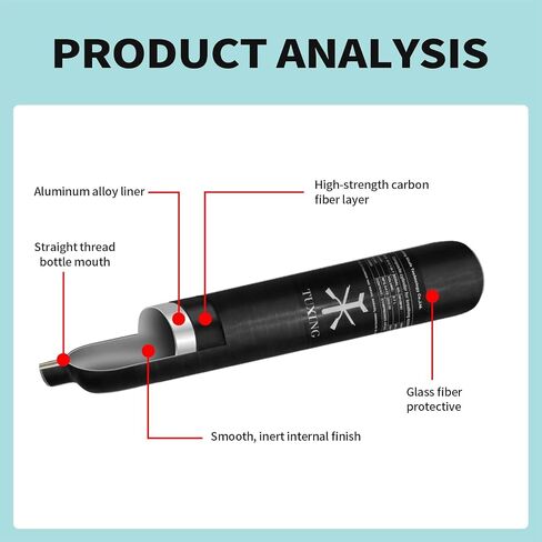 TUXING 30Mpa 4500Psi Carbon Fiber HPA Tank,0.7L 42Cu in 700cc Composite Cylinder Paintball Hunting for PCP Air Rifle Gun Daystateand FX Thread M18 * 1.5 in Saudi Arabia