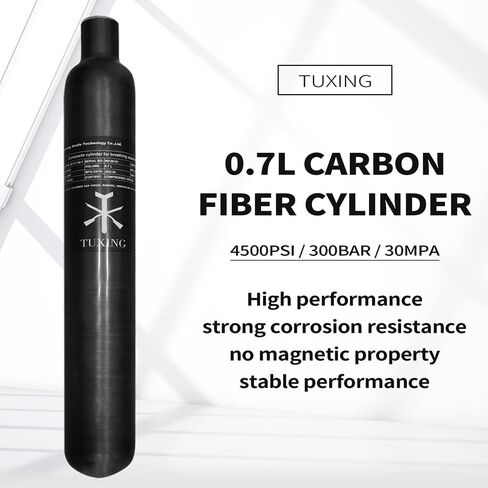 TUXING 30Mpa 4500Psi Carbon Fiber HPA Tank,0.7L 42Cu in 700cc Composite Cylinder Paintball Hunting for PCP Air Rifle Gun Daystateand FX Thread M18 * 1.5 in Saudi Arabia