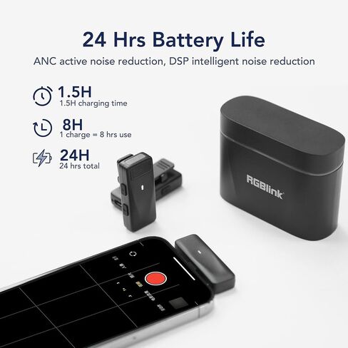 ميكروفون RGBlink اللاسلكي Lavalier لهاتف iPhone 15 Pro Max وAndroid وUSB C الذكي - مجموعة من 2 ميكروفون صغير مع خاصية إلغاء الضوضاء - ميكروفون على شكل طية صدر السترة لمنشئ المحتوى ومدونات الفيديو والتسجيل والبودكاست in Kuwait