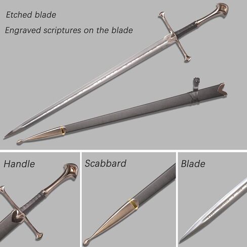 Elendil Scripture Version, Narsl Stainless Steel Blade Cosplay Sword,Medieval Sword with Plaque，Used for Collection and Role Playing in Kuwait