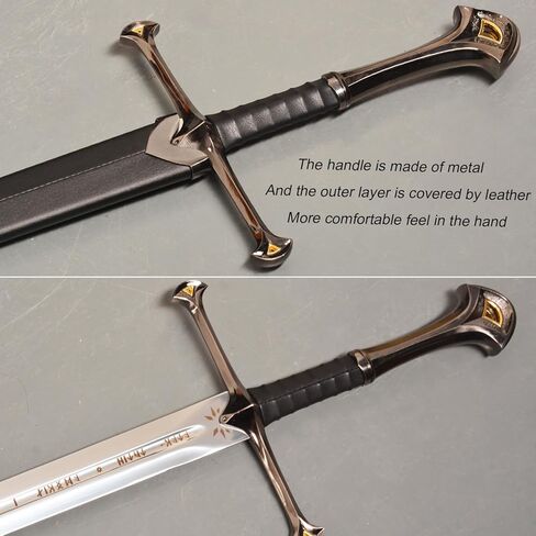 Elendil Scripture Version, Narsl Stainless Steel Blade Cosplay Sword,Medieval Sword with Plaque，Used for Collection and Role Playing in Kuwait