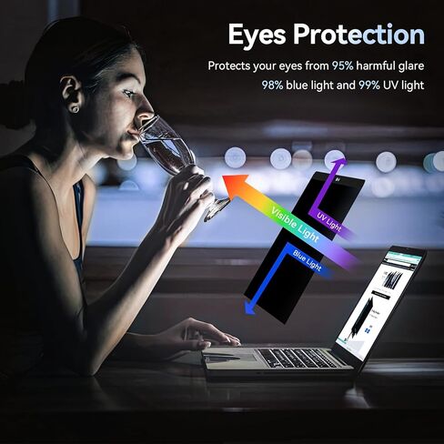 Privacy Screen MacBook Pro 15 Inch (2016-2019), Magnetic Removable Anti Glare Blue Light Privacy Filter with Camera Cover, Anti Spy Black out Laptop Screen Protector for Mac 15In (A1707, A1990) in Kuwait