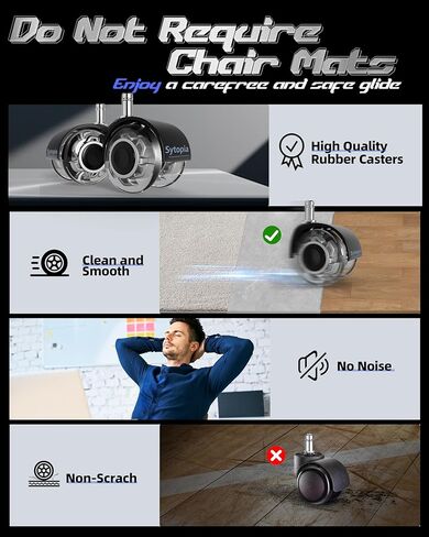 عجلات كراسي مكتب شديدة التحمل للأرضيات الصلبة والسجاد، تحل محل عجلات كراسي المكتب المطاطية لجميع أرضيات السجاد، ملحقات عالمية لعجلات كراسي المكتب وعجلات الألعاب - مجموعة من 5 in Kuwait